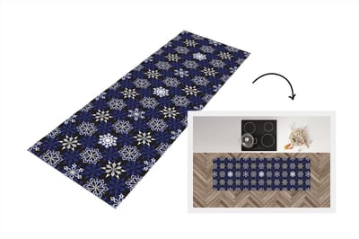 Keukenloper - Loper keuken - Nieuwjaar - Sneeuwvlok - Kerst - Patroon - 150x50 cm - Keukenloper vinyl