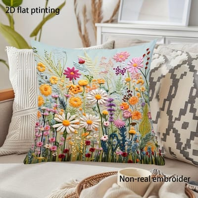 1 stuks kussensloop met bloemenprint Zachte vierkante kussensloop Elegante vintage stijl Woonkamer Slaapkamer huisdecoratie 45x45cm