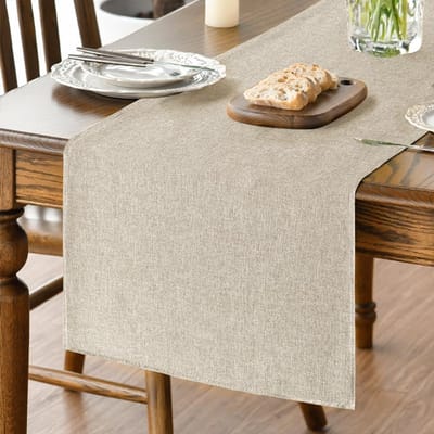 Mode lichtbruine tafelloper - herfst - afwasbaar - keuken - eettafel - decoratie - vakantie - feestdecoratie - 40 x 140 cm