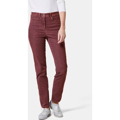 Smalle highstretch jeans LOUISA - koperrood - Gr. 48 van Goldner Fashion