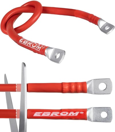 Flexibele Batterijkabel - Autokabel Krachtstroom - Energie Overbrengen - Hoge Koperkwaliteit 99.9% - 95 mm² Ringoog M8 M10 - Rood