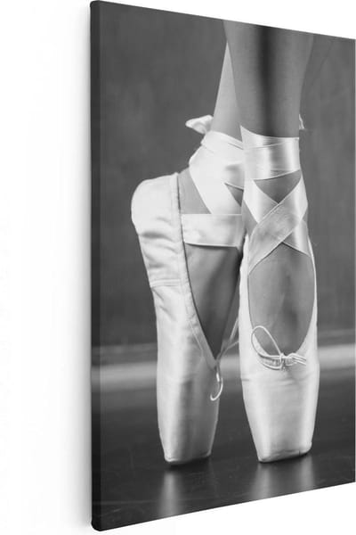 Artaza Canvas Schilderij Danseres - 20x30 cm - Klein - Muurdecoratie Ballet - Wanddecoratie Spitzen - Kamer Accessoires Zwart Wit