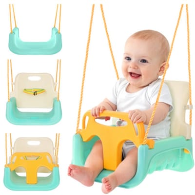 Playos® - Meegroei Schommel - tot 30 kg - Mint - Babyschommel voor Peuter en Kleuter - Schommel - Buitenspeelgoed