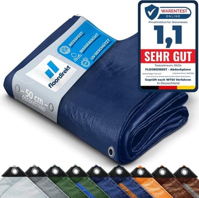 FLOORDIREKT Dekzeil - Stoffen Dekzeil - Beschermhoes - Bootzeil - Tentonderzeil voor Camping & Outdoor - Waterdicht - Met Zeilogen - 140 g/m² - Oranje - 1,5 x 6 m