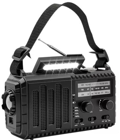 Noodradio - Solar Opwindbaar - 10.000mAh - Solar powerbank - Zonneenergie - Survival Noodpakket - Zaklamp Oplaadbaar - Noodpakket - Noodrantsoen - Zwart