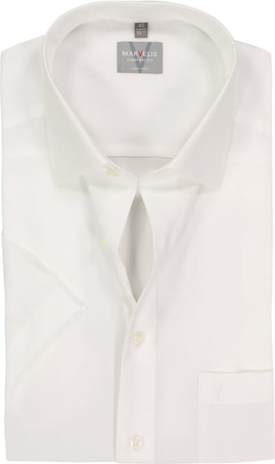 MARVELIS comfort fit overhemd - korte mouw - beige - Strijkvrij - Boordmaat: 42 (EU maat: L)