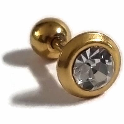 Aramat Jewels | Piercings | Tragus Piercing goudkleur met Steentje | | | |6mm | Staal | Volwassenen | Verkleurd niet