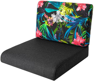 Hobbygarden Tuinkussen Nel Zwart - Kleurrijke Bladeren 50x50cm - Geschikt voor oa Wicker tuins-set & Stoelen - Waterafstotend - Uv Bestendig