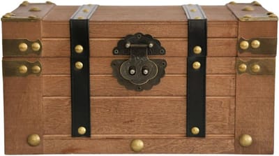 Houten Schatkist met Vergrendeling - Vintage Opbergdoos voor Sieraden, Decoratie en Tarotkaarten (28 cm)