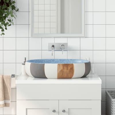 vidaXL - Opzetwasbak - ovaal - 59x40x14 - cm - keramiek - meerkleurig