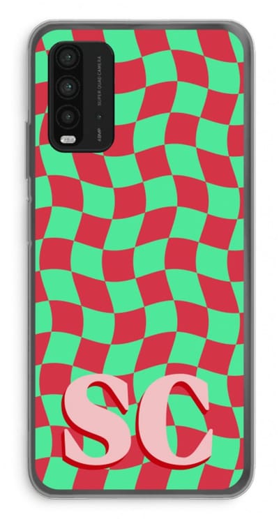 Gepersonaliseerd - Case Company® - Hoesje geschikt voor Xiaomi Redmi 9T hoesje - Grid Monogram - Soft Cover Telefoonhoesje - Bescherming aan alle Kanten en Schermrand