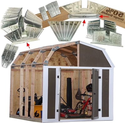 Schuur Frame Kit - Doe-het-zelf Schuur Opberg Schuur - Tuinopslag Bouwen - Versterkte Stalen Beugels - 7x8 voet - Metaal