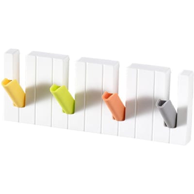 Piano Toets Muurhaak Creatieve Ruimtebesparende Hoed Jas Hanger Rek Voor Badkamer Woonkamer Slaapkamer white