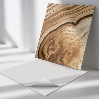 Wallfluent Vinyl Tegels - Natuurlijke Houtpatronen Zelfklevende Vinyl Tegels - 30 cm x 30 cm - Bruin Vinyl Tegels - Verpakking van 9 stuks - Vierkant PVC Tegels - Texturen Plaktegels - Vinyl Wandtegels - Plaktegels Keuken en Badkamer