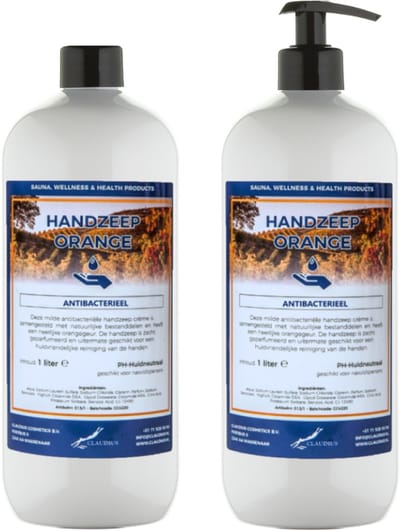 Handzeep Orange 1 liter - met gratis pomp - set van 2 stuks