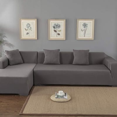 Elastische Hoes voor L-vormige Bank, Stretch Sofa Cover voor 3+2 Zits Hoekbank, Grijs, Bescherming en Stijl