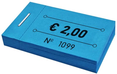 CombiCraft consumptiebonnen in boekjes 50x30mm met eurobedrag 2,00 in blauw - 5 boekjes met in totaal 250 bonnen