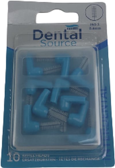 Tandenragers / Tandenstokers '' Dental Source '' - Blauw - Kunststof - ISO 3 - 0.6 mm - 10 refill heads - Tandenstoker - Mondhygiëne - Tandplak verwijderaar - Ideaal voor beugels / bruggen en implantaten