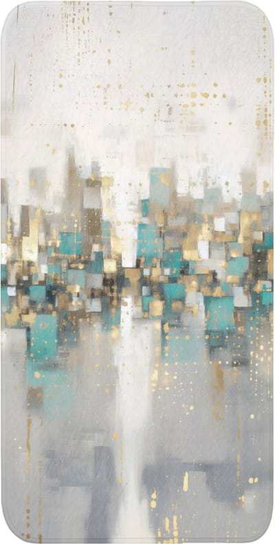 WC mat 60x120 cm - Antislip - Abstract - Blokken - Goud - Skyline - Toiletmat - Vloermat - Douchemat - Toilet tapijt - Toiletmatten