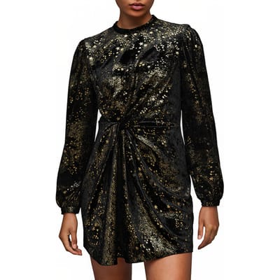 AllSaints Jemima Star Dress Black Gold Größe: 2 | Minikleider Outlet | Damen | Schwarz