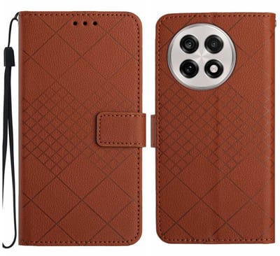 Coverup Hoesje - Geschikt voor OnePlus 13R Hoesje - Coverup Rhombus Book Case - Bruin