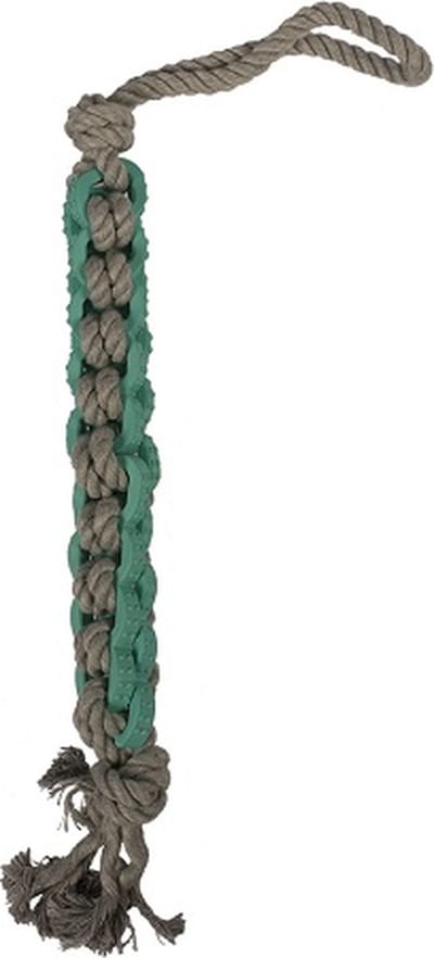 Duvoplus - Speelgoed -touw & Rubber flosh -frisse adem - toothbrush-toy -- Dogtoy Freshmint Dental Tug Rope 19cm Grijs/mint - muntsmaak - tandverzorgend
