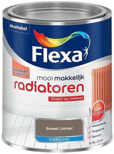 Flexa - Mooi Makkelijk Radiatoren Zijdeglans - Sweet Umber - Mengverf - 750 Ml