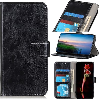 Boek Cover Hoes Etui geschikt voor iPhone 12 Pro Max - 6.7 - Zwart