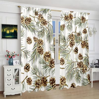 2 stuks - Pijnboom - bedrukt gordijn - Polyestermateriaal - voor slaapkamer woonkamer studeerkamer anti-privacy gordijn 30inchx65inchx2Pcs gray