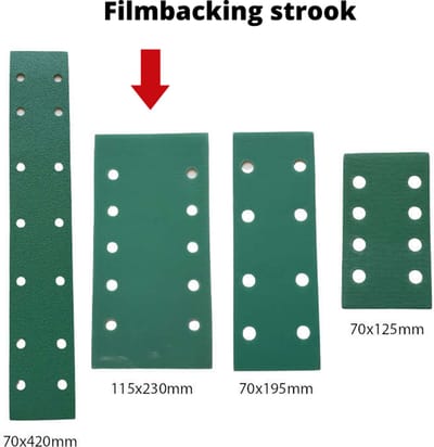 Schuurpapier filmbacking - strook 115 x 230 mm - korrel 180 – 50 stuks – duurzaam -professionele kwaliteit - met aluminium oxide korrel - onscheurbaar - schuren auto, camper, scooter enz