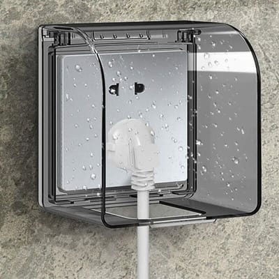 Waterdichte stopcontactbehuizing - universele kindveilige hoes - spatwaterdichte bescherming - voor buitenstopcontact & schakelaar - IP-bescherming - gezinnen - wit - 12.2×10.8×7.3cm - 1 stuk