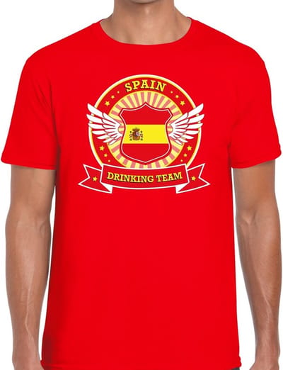 Rood Spain drinking team t-shirt rood heren - Spanje kleding S