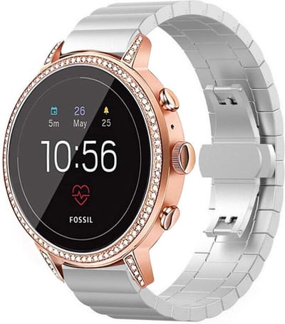 Strap-it Luxe metalen bandje - geschikt voor Fossil Gen 5e - 42mm / Gen 6 - 42mm - Huawei Watch GT 4 - 41mm - ScanWatch 2 - 38mm / ScanWatch Light / Steel HR - 36mm - Zilver