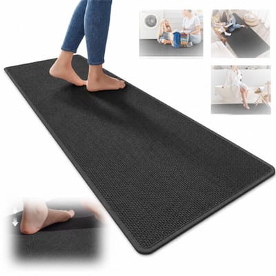 VHV - Keukenmat - Keukenloper - Vloermat keuken - Antislip - Waterabsorberend - Linnen look - Voor de keuken en het aanrecht - Wasbaar - 40*120cm - Zwart