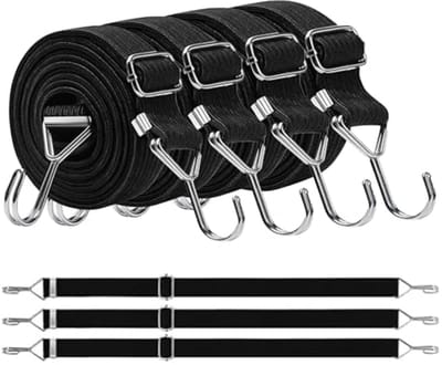 Verstelbare rubberen spanners met haken - 200 cm, extra sterk, ideaal voor transport en verpakking