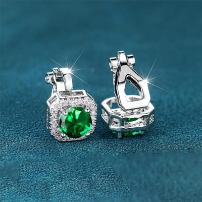 Schattige Fmeale Blauwe Vuur Opale Steen Vierkante Clip Oorbellen Vintage Kleur Bruiloft Sieraden Voor Vrouwen gray