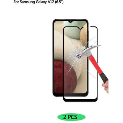 Voor Samsung Galaxy A12 Gehard glas volledig scherm schermbescherming Geharde film HD (2 stuks)