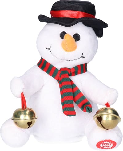 Tender toys Sneeuwpop pop - met beweging en geluid - 18 cm - dansen en zingen