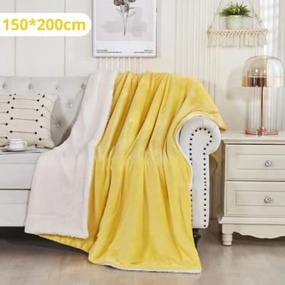Bovista Deken - Pluche - Wollen - Dekentje - Fleece - Plaid - Knuffeldeken - Bank Deken - 1 Persoons - Geel