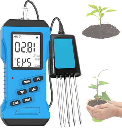 Bodemtester 7-in-1 - Bodem analyse set - Planten Gezondheid Meten - Nauwkeurig NPK PH Vocht - 170x93x29 mm - Blauw