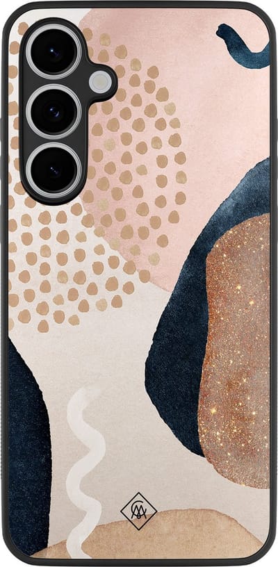 Casimoda® hoesje - Geschikt voor Samsung Galaxy S24 FE - Abstract Dots - Zwart TPU Backcover - Geometrisch patroon - Bruin/beige
