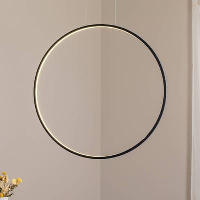 Milagro Lighting LED hanglamp Saturno verticaal, zwart, Ø 80 cm, metaal