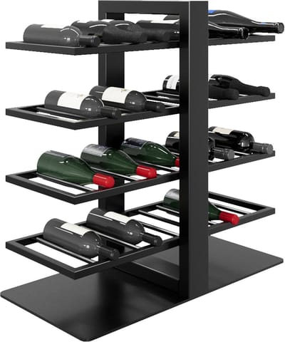 MetaloPro Wijnrek Corse – Zwart Metalen Flessenrek Voor 40 Wijnflessen, Robuust Design, Ideaal Voor Keuken, Kelder Of Bar – 80x80x30cm