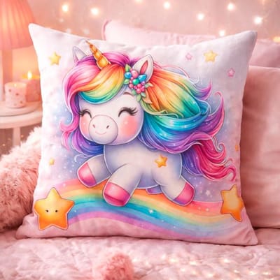 Velvet Rainbow Dreams Collection Kussenhoes - Eenhoorn - Unicorn - 45 x 45 cm