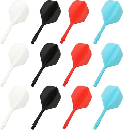 Dart Flights - Schacht Flights - Dartspel Accessoires - Geïntegreerde Schachten - Standaard Maat - Zwart