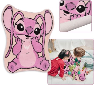Disney Stitch en Angel tapijt, roze 60x80 cm vloerkleed voor een meisjeskamer