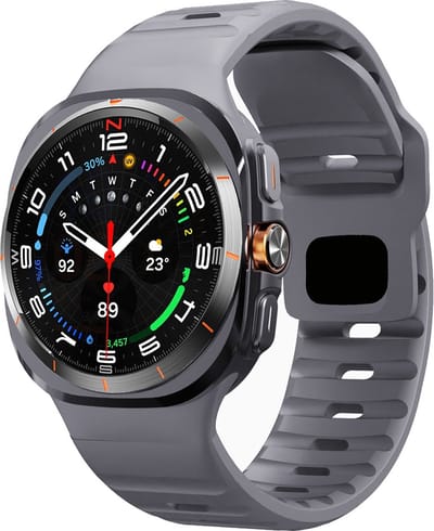 By Qubix - smartwatch bandje - Compatible Samsung bandje - Wave siliconen bandje - Donkergrijs - Geschikt voor Samsung Galaxy Watch Ultra / Ultra 2 - 47mm
