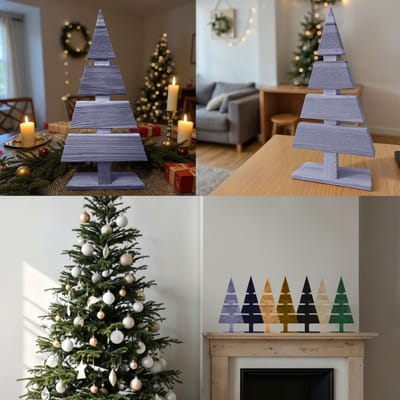 be4nature Kerstboom Hout Hoogte 60 cm Voetbreedte 27 cm Alternatief Kerstboom Decoratie Houten Kerstbomen Kleine Houten Kerstboom Kerstmis Boom Silver