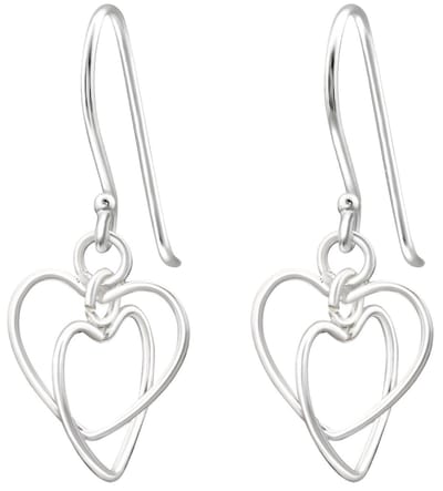 Joy|S - Zilveren hartjes oorbellen - hart in hart oorhangers