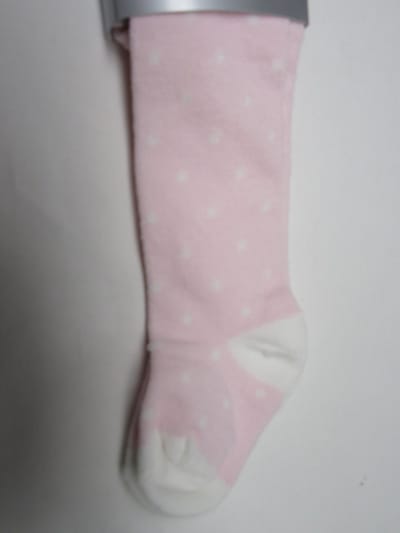 dirkje , maillots, collant , kousenbroek rose met witte stip 0-6 maand